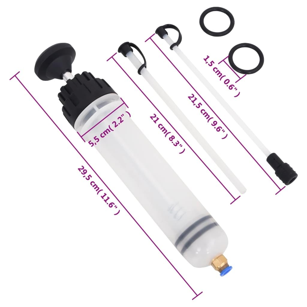 Bremsenentlüfter Weiß und Schwarz 0,2 L Bremsflüssigkeit-Handpumpe mit transparentem Ablassschlauch 29,5 x 5,5 cm für Werkstatt, Auto, Reparatur und Montage