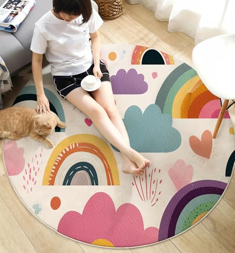 Tapis rond lavable antidérapant pour sécuriser et décorer le sol du salon - 6