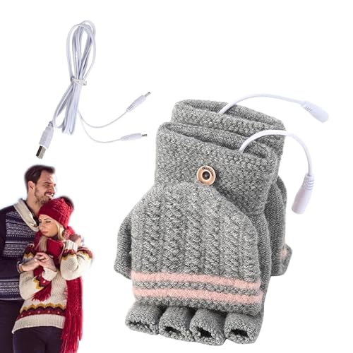 SUNCN USB 加熱ミトン - フルフィンガー ウォーム グローブ、ハーフフィンガー ヒーター グローブ | ポータブルラップトップグローブミトン、充電式ハンドウォーマーグローブ、バッテリー駆動の加熱グローブ、ランニング用電気グローブ