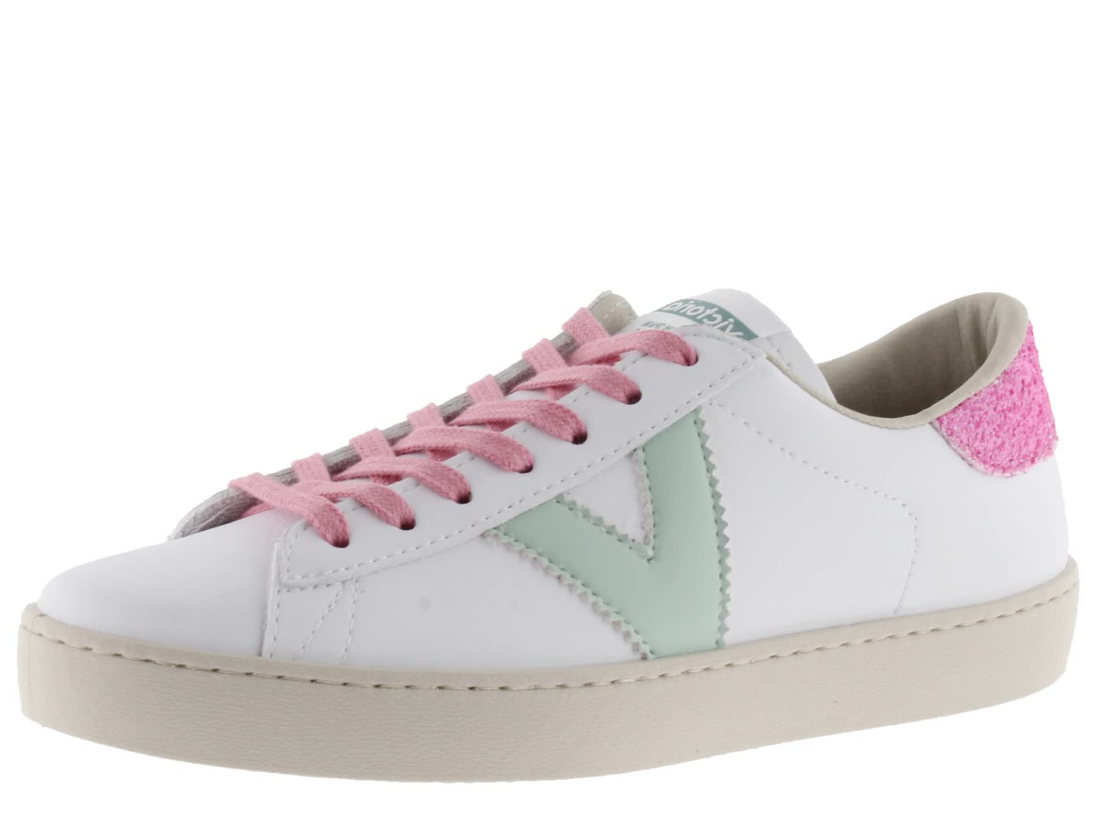victoria 1126180-WOMEN Sneaker Berlin Effetto Pelle & Dettagli Fluoro & Tallone di Glitter a Collo Basso Donna