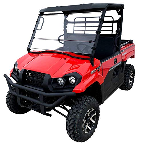 Image of Kawasaki Mule Pro MX Full Folding Windshield by Clearly Tough (52 1 /2 inch wide) | SCRATCH RESISTANT | True Full to Half windshield | Premium Lexan MR10 w / Hard Coat | Proudly Made in America!