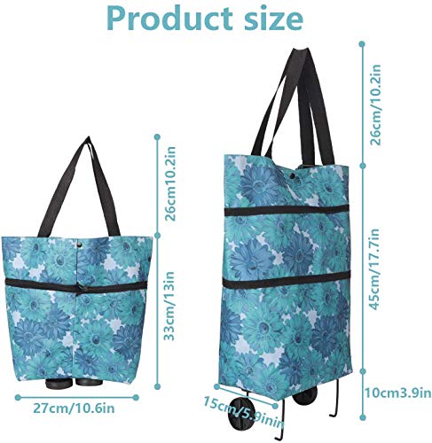 Faltbarer Einkaufstrolley mit Rädern, wiederverwendbare Einkaufstasche, Einkaufstasche, faltbare Tragetasche, Schulter… – Bild 4