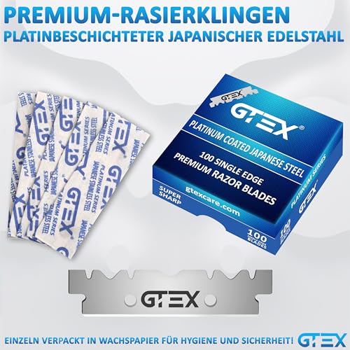 Rasiermesser Herren mit 100 Premium GTEX Rasierklingen & Ledertasche - 2 Rasiermesser & 100 Rasierklinge - Straight Razor Bartmesser Ustura 4