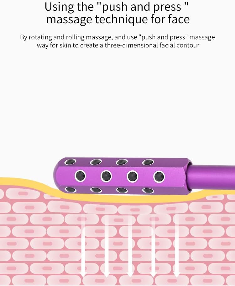 Facial Roller - Uplift Facial Massaging Beauty Roller, Face Massager Roller, Face Rollers for Women, Portable 7.6" Purple Beauty Roller for Face, Eye, Neck, Chin, Skin - 24-Stone - Image 4