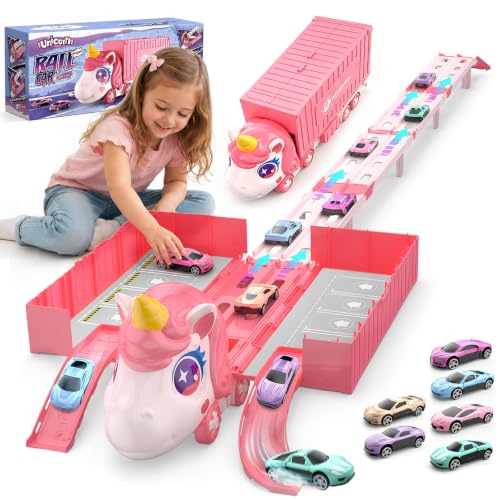 Sonnenspark Transportador Coches Unicornio, Pista Doble Plegable 1,6m
