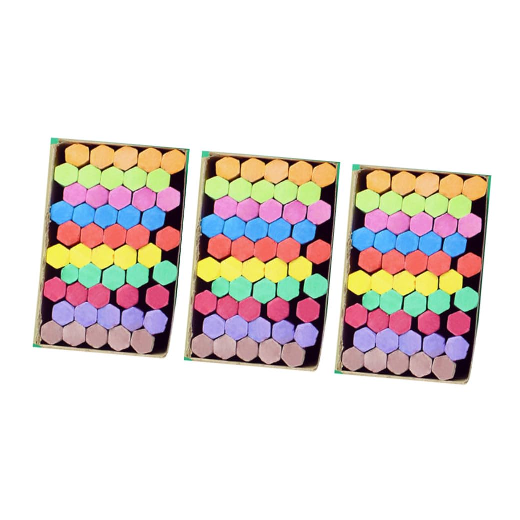 UKCOCO Craies Pour Tableau Noir Colorées Sans Poussière Forme Hexagonale Lot De 3 Boîtes Pour École Maison Usage Scolaire