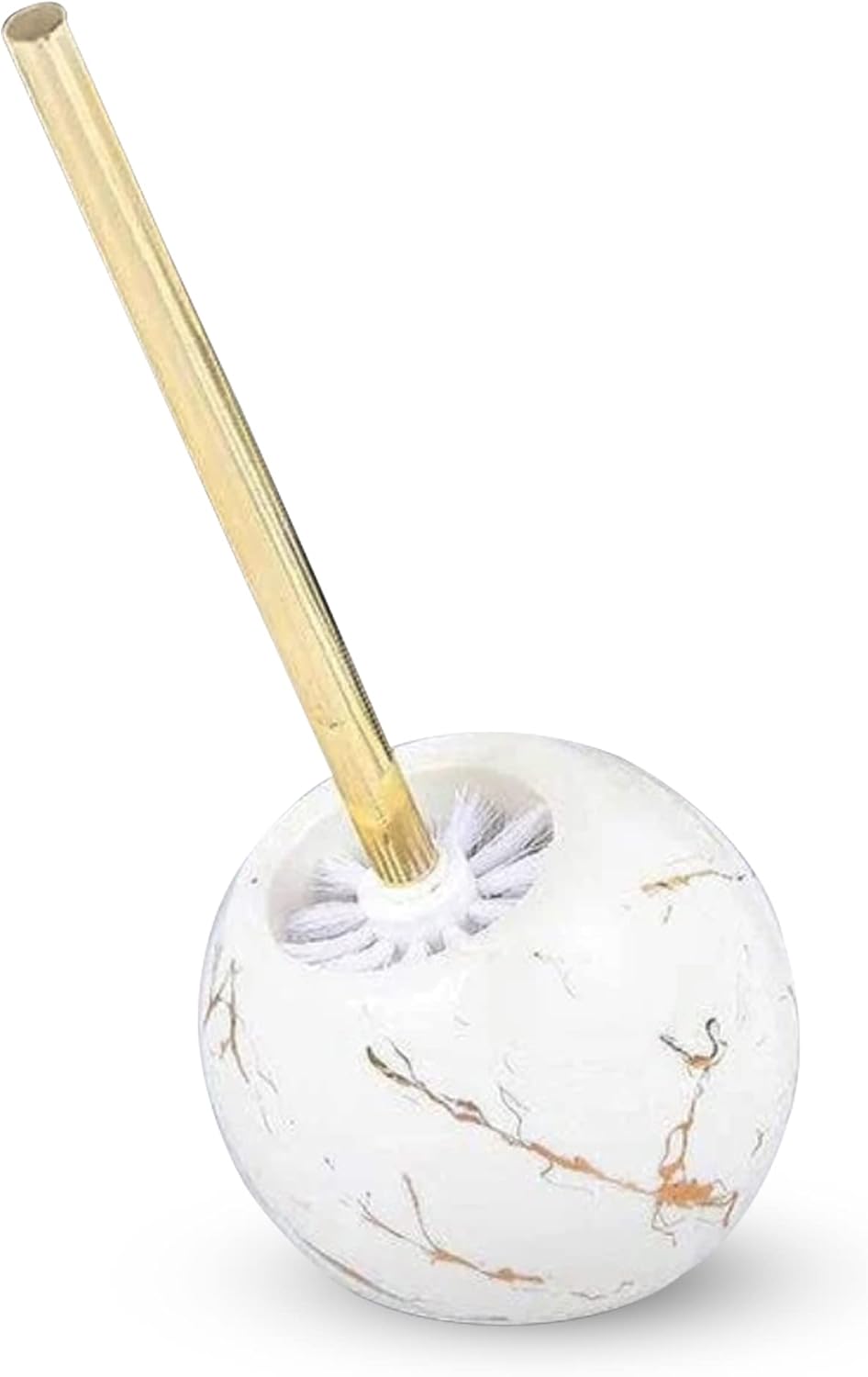White Toilet Brush Holder with one Extra Brush Marble