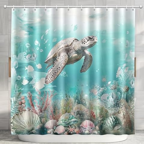 UYDOXCU Ocean Beach Sea Turtle Shower Curtain Cover