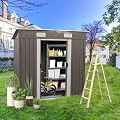 6X4 FT Outdoor Storage Shed, Waterproof Metal Garden Sheds with Lockable Door, Steel Tool Storage Buildings Shed & Outdoor Storage House for Garden, Backyard, Patio, Lawn, Trash Cans(Gray)