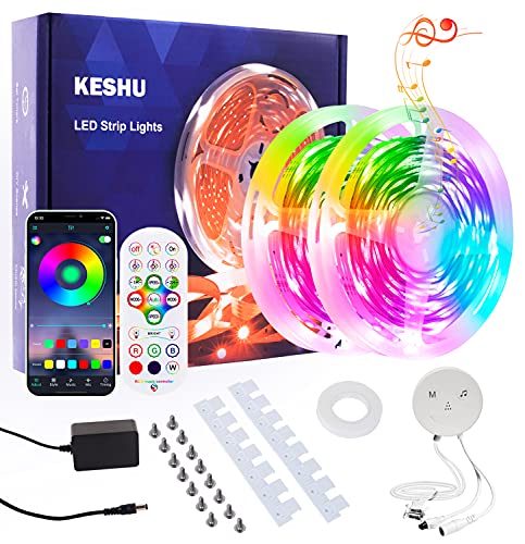 LED Strip Lights 50ft Led Lights for Bedroom RGB Led Strip Lights KESHU Smart LED Lights Strip Bluetooth App Control Music Color Changing Lights for Living Room Kitchen Home Indoor