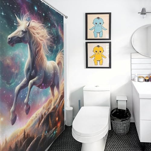Rideau de douche cheval lavable en machine avec crochets - 3