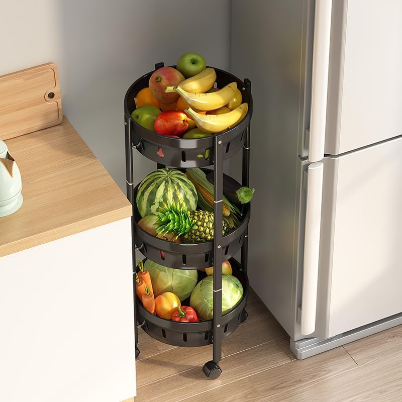 Miniatura 5 de Organizador y almacenamiento de cocina, cesta de frutas de cocina de 3 niveles, cesta de verduras de cocina, cesta de verduras de acero inoxidable