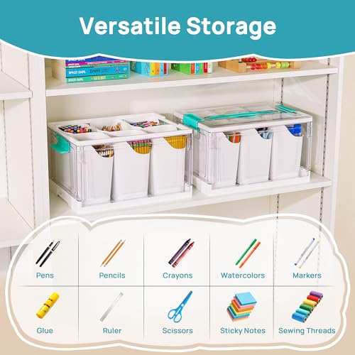 24 QT Clear Plastic Craft Storage Organizer Box with Dividers Art Supply Bin