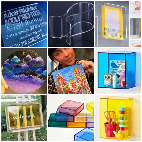 Image of 11 Pack 3.5X5 Inch Colored Translucent Acrylic Sheets with A Thickness of 0.08 Inches, Suitable for Making Various DIY Handicrafts Such As Hot Bending, Carving, Laser, Cutting, Drawing, Etc