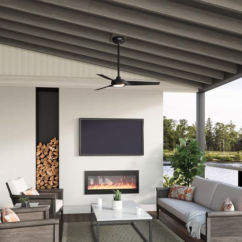 Image of Hunter 44 inch ZenTech Outdoor Smart Ceiling Fan, LED Light, Remote, Black