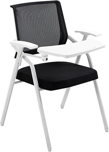 Silla con escritorio adjunto para adultos, silla de oficina de malla, silla de escritorio ergonómica, sillas plegables con tablero de escritura,