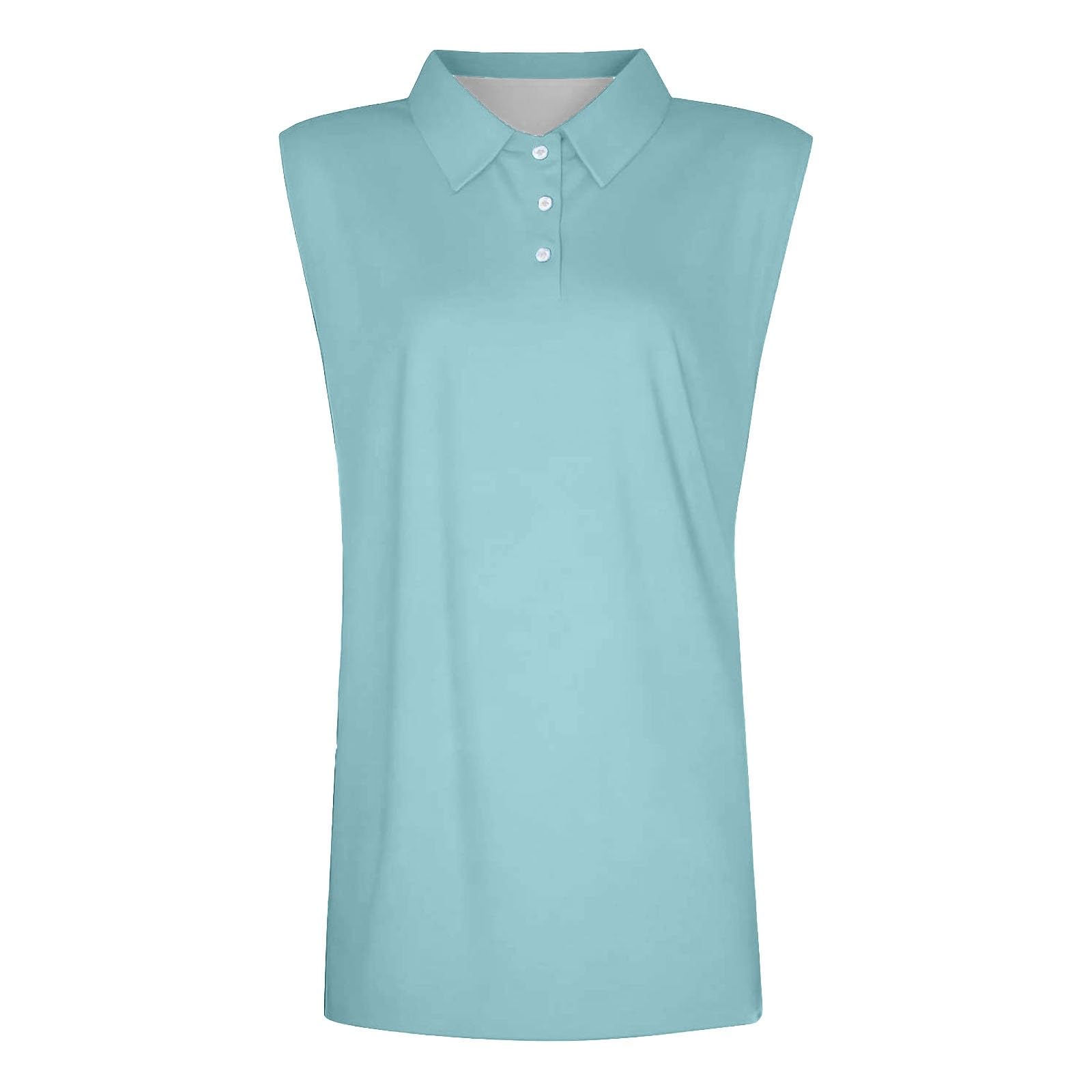 Polo da donna senza maniche, da trekking, da golf, con colletto, elegante, per lo sport, da tennis, traspirante, con bottoni a 1/4