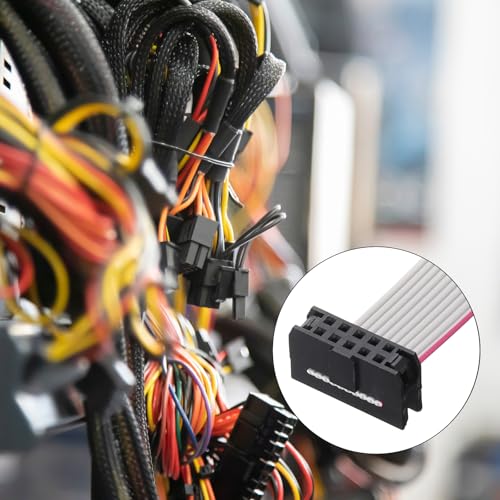 MECCANIXITY IDC Connector Flat Ribbon Cable, 10 Pins 2mm Pitch 50cm Length FC to FC Dual Female Connector Flat Ribbon Cable Wire for Industrial Electronics, Gray