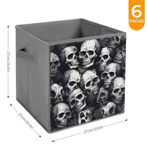 Boîtes de rangement pliables cubes empilables imprimé crânes rock - 3
