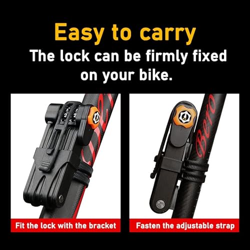 Rozzwild Folding Bike Lock 4-Digit Combination Anti Theft Heavy Duty Alloy Steel Anti-Scratch Coating Waterproof Anti-Rust Foldable Chain Lock For Bike Bicycle Scooter With Mount Bracket #TOP4