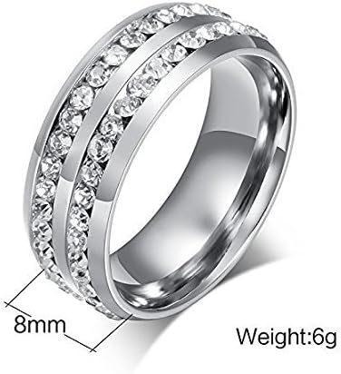 NL10 8MM Titanium Stainless Steel Cubic Zirconia Wedding Ring thumbnail
