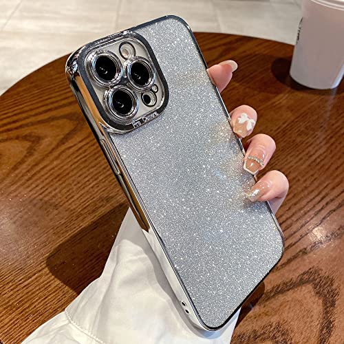 Coque de luxe pour iPhone 13 14 12 Pro avec placage carré argent