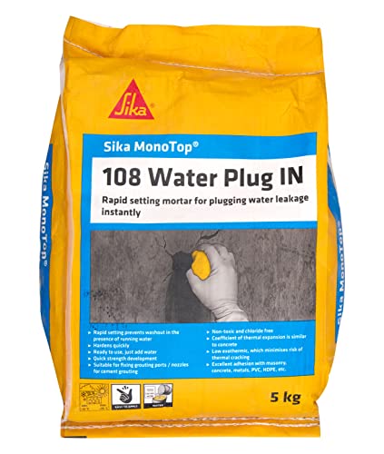 Image of Sika Monotop 108 Water Plug | Fast Setting Waterproofing Mortar for Instantly Plugging Active Leaks in Basements, Tanks & Concrete Walls | 5kg