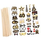 Accessoires photo pour 40e anniversaire - l'ensemble comprend différents accessoires photo de styles créatifs afin que vous puissiez en choisir un en fonction besoins, une décoration de gâteau