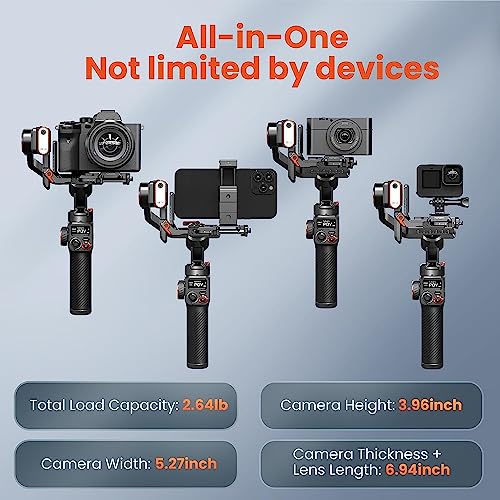 Image of Hohem iSteady MT2 Kit 3-Axis Gimbal Stabilizer for Mirrorless /Pocket /Action Camera and Smartphone, AI Tracker with CCT /RGB Fill Light for Canon /Sony /Nikon /iPhone, Black