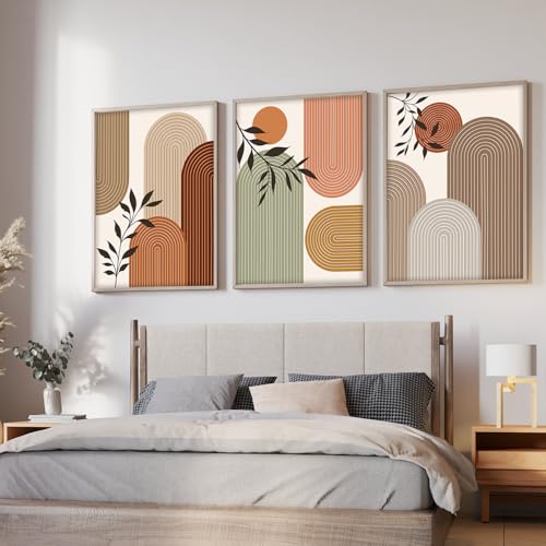 Image of ARTELLY Boho wall Art Paintings Modern Art Framed Wall Painting for Living Room Bedroom - Wall Posters | Paintings with Frame Set of 3 (Boho 4, 19x28 inch)