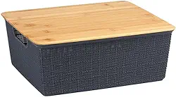 Caixa Organizadora Com Tampa de Bambu 12L - OIKOS, Cinza