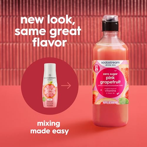Image of Sodastream Pink Grapefruit Zero Calorie, New Pour Bottle 14.9 Fl Oz (Pack of 4)