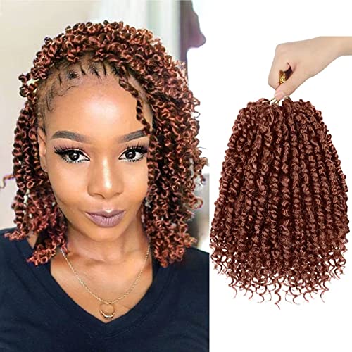 Pre-twisted Passion Twist Crochet Hair 10 Inch 8 Packs Crochet Passion Twists, Pre Looped Short Passion Twist Hair Crochet Braids Bohemian Crochet Hair #350