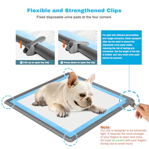 Image of Enhanced Thickened Clips Accessory for 24 inch x 24 inch Dog Puppy Baby Pee Pad Training Holder Tray, Standard Size, Gray, 4-Pack