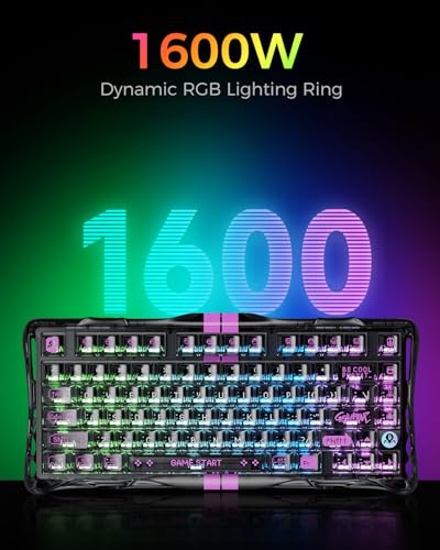 Image of GravaStar Mercury V75 Lite Hall Effect Magnetic Gaming Keyboard - 8KHz Rapid Trigger Wired 75% Keyboard, Adjustable Actuation, Hot-Swappable Switches, Transparent RGB for PC /Mac