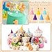 Halloscume 24 Pcs Mini Party Hat for Stuffed Animal Birthday Party Colorful DIY Felt Cone Hat with Pom for Craft (Macaroon)