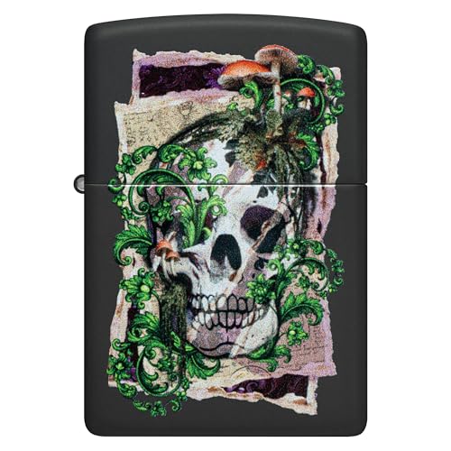 Encendedor Zippo Skull Collage Diseño Negro Mate miniatura 2