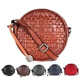 VILENCA HOLLAND Genuine Leather Round Crossbody Bags For Women, Sling Bag For Women Crossbody Purse Trendy Casual (VL-171-COGNAC)