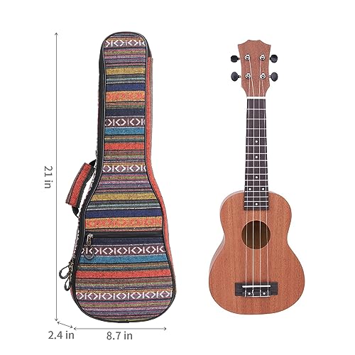 Image of MUINS Ukulele Case,21 23 26 Durable Colorful Ukelele Case Uke bag with Thicker Pad with Double Adjustable Straps, Storage and Handle (Orange,Soprano 21Inch)