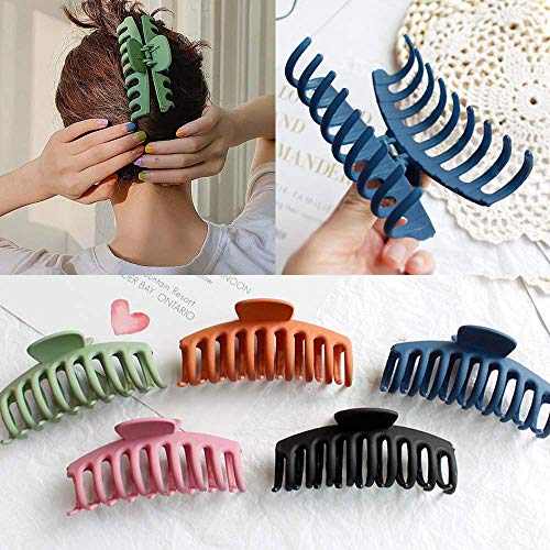 Large Hair Clips for Women Strong Hold Hair Claw Clips Hair Styling Accessories Banana Clips Hair for Thick/Thin Hair Nonslip Big Hair Clips for Girls Matte Hair Clips Tocess Hair claws(6Colors)