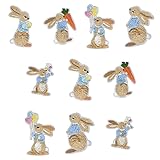 Easter Iron-On Sew-On Patches for Clothes, Rabbit Bunny Egg Chick & Happy Easter Designs, Embroidered Applique Patch Set for Clothing Jackets Jeans Shoes Backpacks Hats DIY Crafts (Vintage Rabbits)