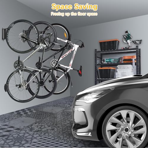 Fahrrad Wandhalterung, Wyxron Fahrradträger Vertikal Fahrradständer Schwenkbare 32kg Tragkraft mit Festes Design/Wandschallwand, für Garage Leichtes Fahrrad/MTB/Rennrad/Kinderfahrrad