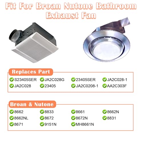 Image of Hiorucet JA2C028G Bathroom Exhaust Fan Motor Replacement for Broan Nutone S23405SER, 23405SER, JA2C028-1, 23405, JA2C0208-1, AA2C303F, 8662, 8833, 8661, 8662N, 8662NL, 8672N, 3.3 inch Diameter Motor.