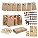 Anguxer Calendrier de l'Avent à remplir 2021, 24 sachets en papier kraft pour Noël, calendrier de l'avent DIY, avec 5 Père Noël Pôle Nord Autocollants, pour les pour les enfants à rempli (B)
