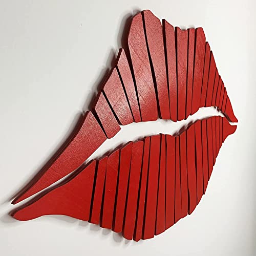 Sponsored Ad - Wood Lips Wall Decor Woman Red Lips Wooden Sign Sexy Kiss Wood Carved Abstract Minimalist Wall Art Pop Girl lips Shaped Wall Sculpture Living Room Home Decor Ready to Hang Man Boy Gift(13.7×23.6 inch)
