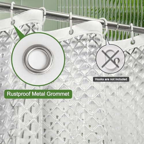UFRIDAY 75 inch Long Plastic Clear Shower Curtain Liner,Waterproof Shower Liner Transparent 3D Water Cube Bath Curtain 72x75 inches See Through Shower Curtains Liner Clear with 3 Strong Magnets by UFRIDAY - Image 3