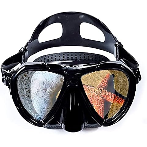Tilos Revo, Wide View Snorkel Diving Mask: Scuba, Snorkeling, Free Dive, and Swim 180 Masks - Anti Fog Divers Goggles with Double Lens, Nose Cover, Silicone Strap - Men/Women Adult Water Gear - BB Cover