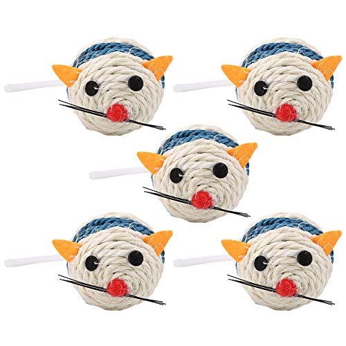 Brinquedo para rato de sisal de 6 cm, bola de sisal 5 unidades, descompactação resistente ao desgast