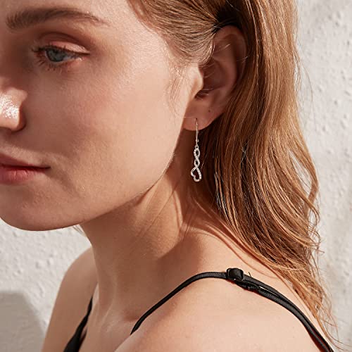 Dangle Earrings For Women Heart Earrings Dangle Sterling Silver Leverback Earrings For Women Infinity Earrings Silver Drop Earrings For Women Cubic Zirconia Earrings Dangle Silver Earrings Women #TOP2