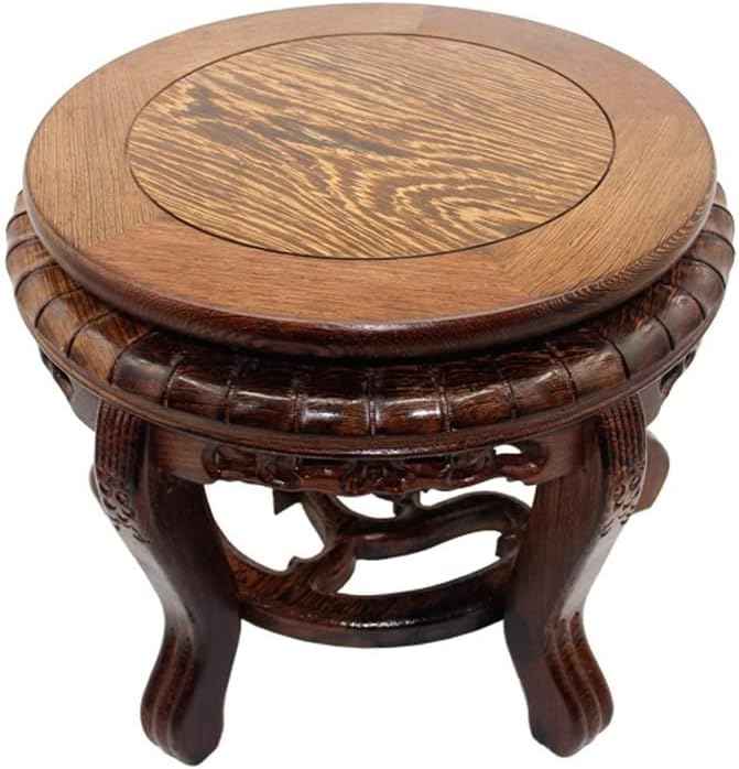 Wooden Vase Base Round Base Wenge Flower Stand Fish Tank Strange Stone Base Vase Flower Bonsai Carving Ornaments Bracket Household High-Foot Bracket Wooden Vase Stand (Color : A)
